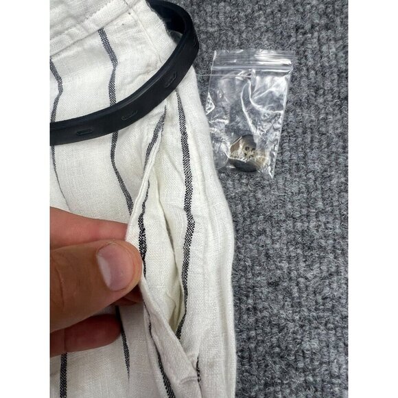 Joie 100% Linen Pants Women's 12 Beige Striped Belted Wide Leg NWT - Picture 4 of 10